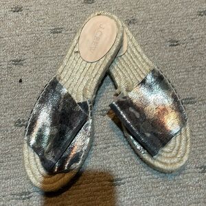 J. Crew Glossy Camo Leather Espadrille Sandals